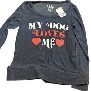 CHASER Super Cozy Long Sleeve with My Dog Loves, Size M New with Tag
